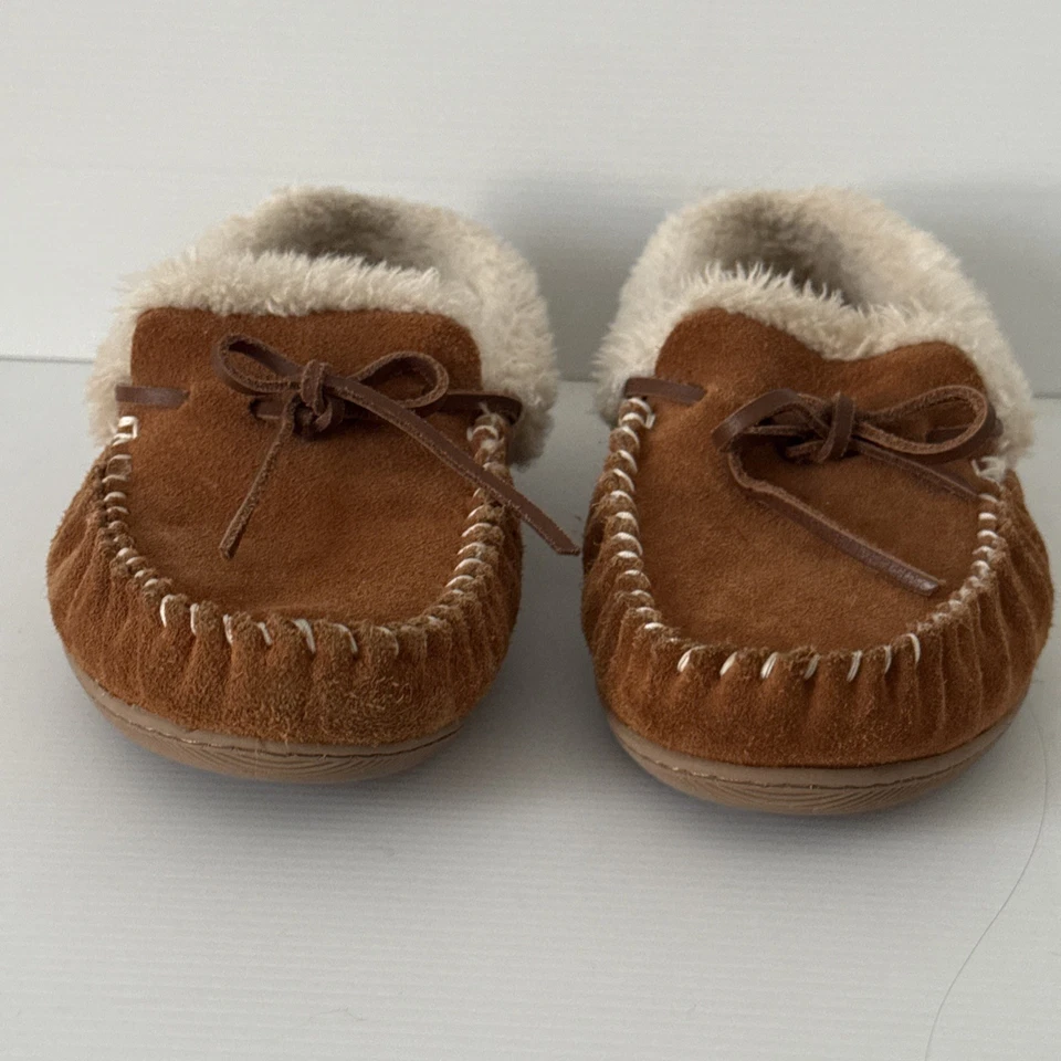 Zapatillas mocasín J Crew Lodge gamuza tostada forro de piel sintética K4997 para mujer talla 11 Foto 2 de 4