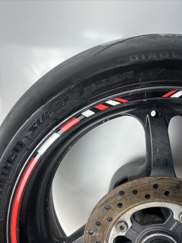 04-05 Honda CBR1000RR Rear Wheel Rim w Brake Rotor Tire CBR1000 Oem STRAIGHT BLK - Picture 4 of 14