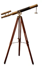 Vintage Brass Telescope with Wooden Tripod Adjustable Nautical Telescope Decor 