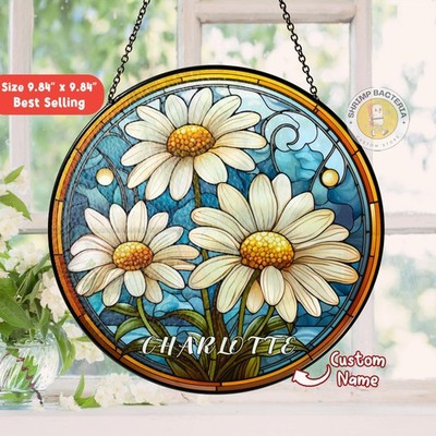 Custom Birth Flower Stained Glass Suncatcher, Mother, Grandma Gift