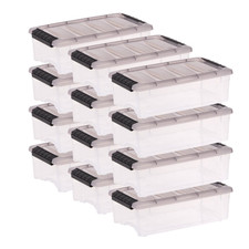 IRIS 6 Qt. Plastic Storage Bins with Lids, Stackable Storage Containers, Totes