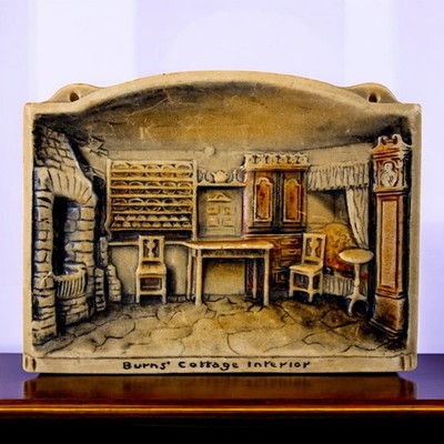 IVOREX by A Osborne ROBERT BURNS  COTTAGE Scene 3D Antique Wall Plaque ~ England