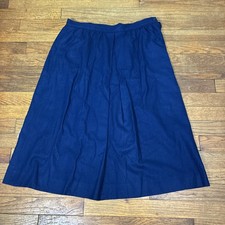 Vintage 70's-80's Pendelton Wool Skirt Navy Blue A-Line USA Made 14 Classic Midi