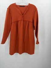 Pre-Owned Zara Orange Size Medium Short Long Sleeve Dress