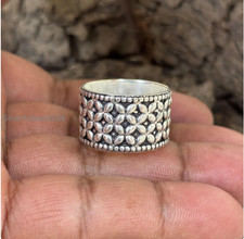 Flower Band Ring,925 Sterling Silver, Open Band Ring, Wide Band Ring, All Size