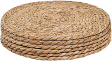 6Pcs 12" round Woven Rattan Placemats,Natural Hand-Woven Water Hyacinth Placemat