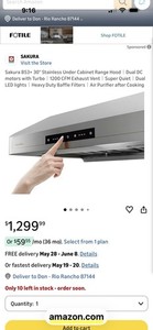 Sakura Kitchen Range Hood  B53+  30" stainless steel (Brand new In Box)***