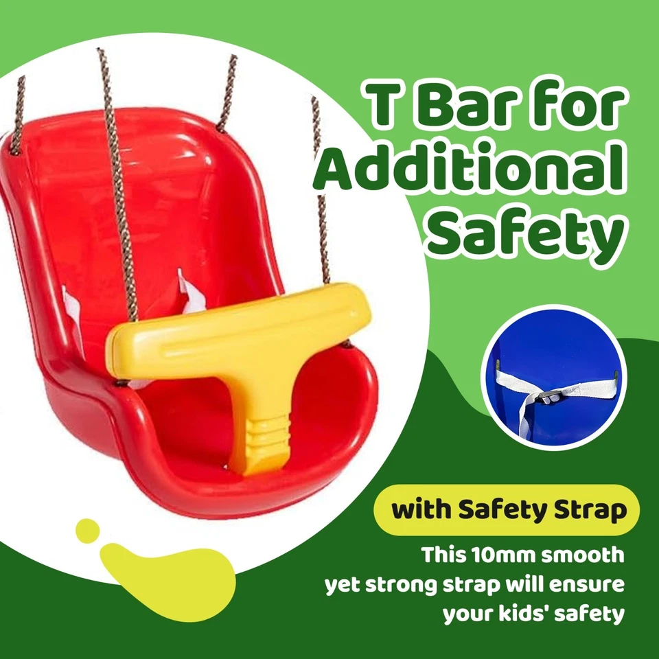 Childrens Garden Swing Seat with High back and safety belt Swings climbing frame - Image 3 of 4