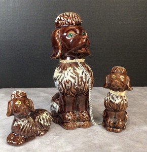 Vintage Artmark  Brown Fur Poodle with Puppies Figures Dogs