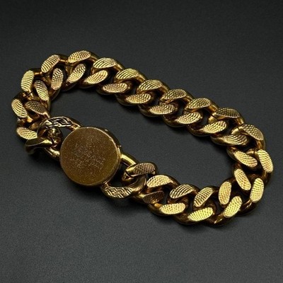 VERSACE Bracelet Medusa Round Kihei Chain Large Gold Color Rare