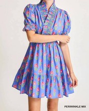 Umgee Ruffled Floral Babydoll Dress Size S