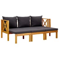 Gartenbank 3-Sitzer Massivholz Akazie 179 Cm Mit Kissen