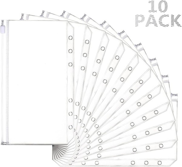 Binder Taschen A6 10 StüCk PVC 6 LöCher ReißVerschluss FüR Budgetplaner Notebook-image