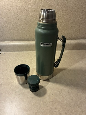#ad Stanley 1 qt Green Stainless Steel Vacuum Flask Thermos w Twist Lid amp; Handle $17.00