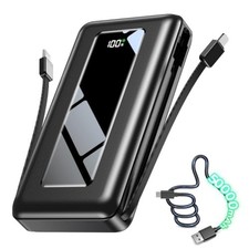 50000mAh Portable Charger Power Bank, Fast Charging with Built in Cables
