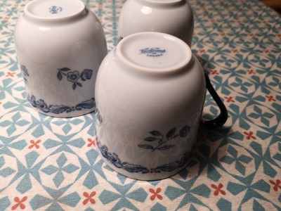 Drei kleine Kaffeetassen Rörstrand Ostindia Floris indigoblau Porzellan Espresso neu