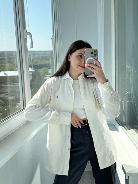 Women Polo Ralph Lauren Shirt White Velvet S