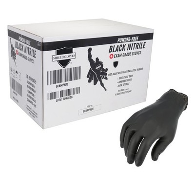 1000 Pieces Finger-Textured Black Nitrile Exam Powder-Free Gloves, Large, 6 MIL