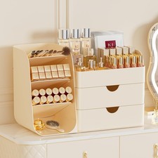 Makeup Organizer for Vanity, Countertop Cosmetic Display Case with Drawer, Ba...