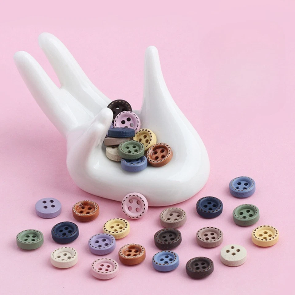 50 Pcs Colourful Wood Buttons Round for Dress Shirts Trimmings Craft Sewing - Image 3 of 4