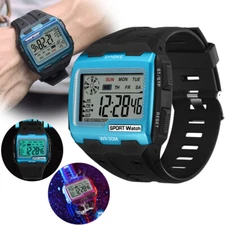Men's Digital Sports Watch LED Screen Large Face Military Waterproof Wristwatch
