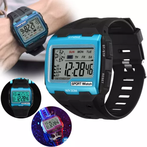 Herren Digital Sportuhr LED Bildschirm Großes Zifferblatt Militär Wasserdicht Armbanduhr - Bild 1 von 22