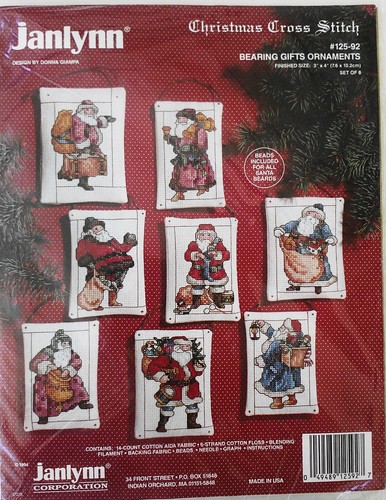 Janlynn #125-92 Bearing Gifts Santa Christmas Ornaments Cross Stitch Kit Sealed