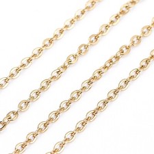 10m/Roll Vacuum Plating 304 Stainless Steel Soldered Cable Chains 1.5x1.2x0.5mm