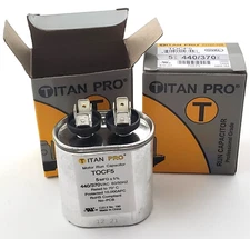 Lot of 2 Titan Pro TOCF5 Motor Run Capacitors 5MFD Oval 370/440 VAC