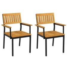 Set of 2 Patio Outdoor Chair Metal Frame Dining Chairs Furniture Kitchen Garden
