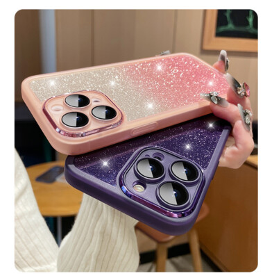 Handy Hülle Für iPhone 15 14 13 12 11 Pro Max 8 7 XR Verlauf Glitzer Case
