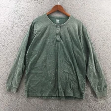 PINK Victoria Secret Henley Sweatshirt Womens Large Green Cotton Long Sleeve