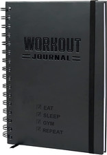 Hardcover Fitness Journal Workout Planner for Men  Women - A5 Sturdy Workout Lo