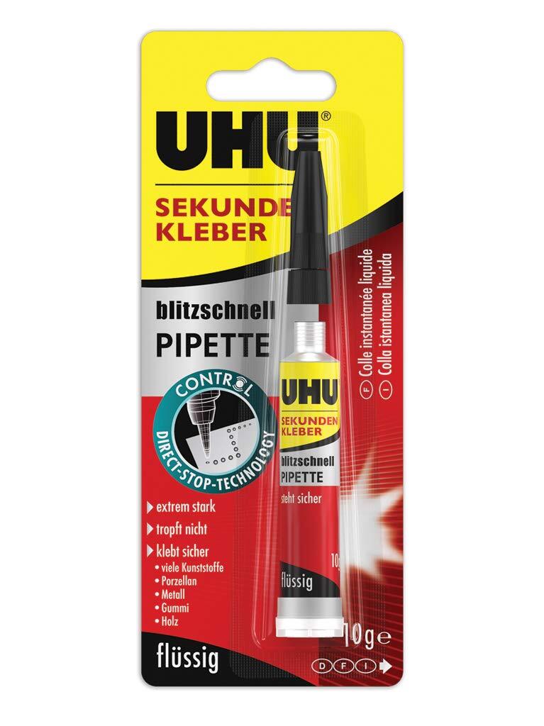 UHU 48795 Fast Superglue – Pipette, 10 g Ultra fast dropper 10 g