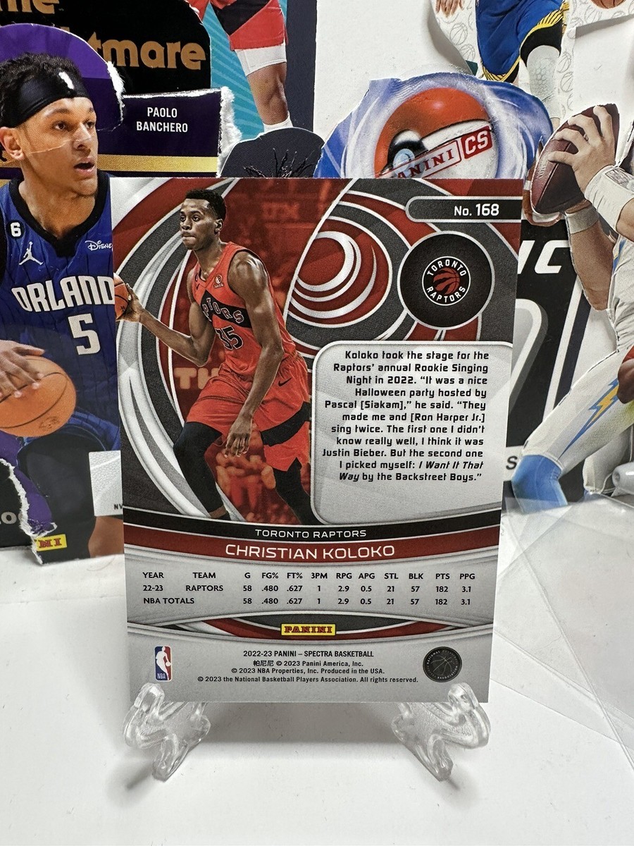 2022 2023 PANINI SPECTRA Christian Koloko Toronto Raptors Base