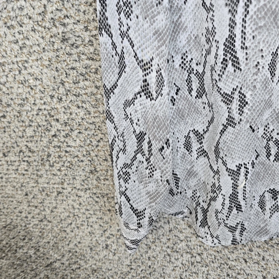 Express Top 女式小号 Portofino 灰色蛇纹印花修身纽扣透明衬衫 — 第 3/4 张图片