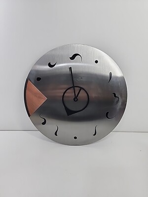 VTG Hermle Wanduhr Wall Clock Retro Modern Style Quartz Stainless Steel 12''