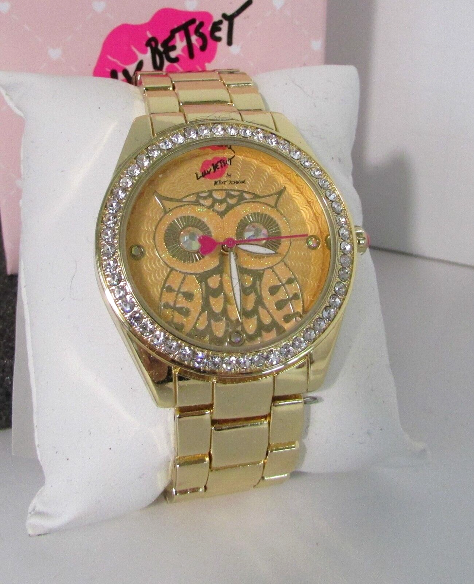 Betsey Johnson Owl Watch Rhinestones Gold-tone Bracelet NEW  display picture 3