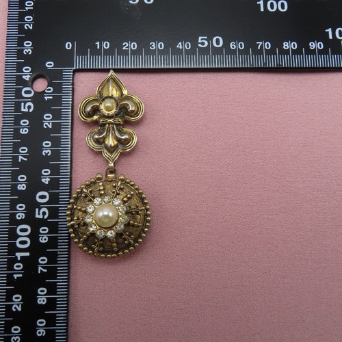 Vintage Brosche Anstecknadel Gold Fleur de Lis 4 Wege ausklappbar Foto Medaillon 2,5 Zoll 971c - Bild 10 von 11