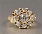 Vintage Flower Band Ring 2.2Ct Round Lab Created Diamond 14K Yellow Gold Plated