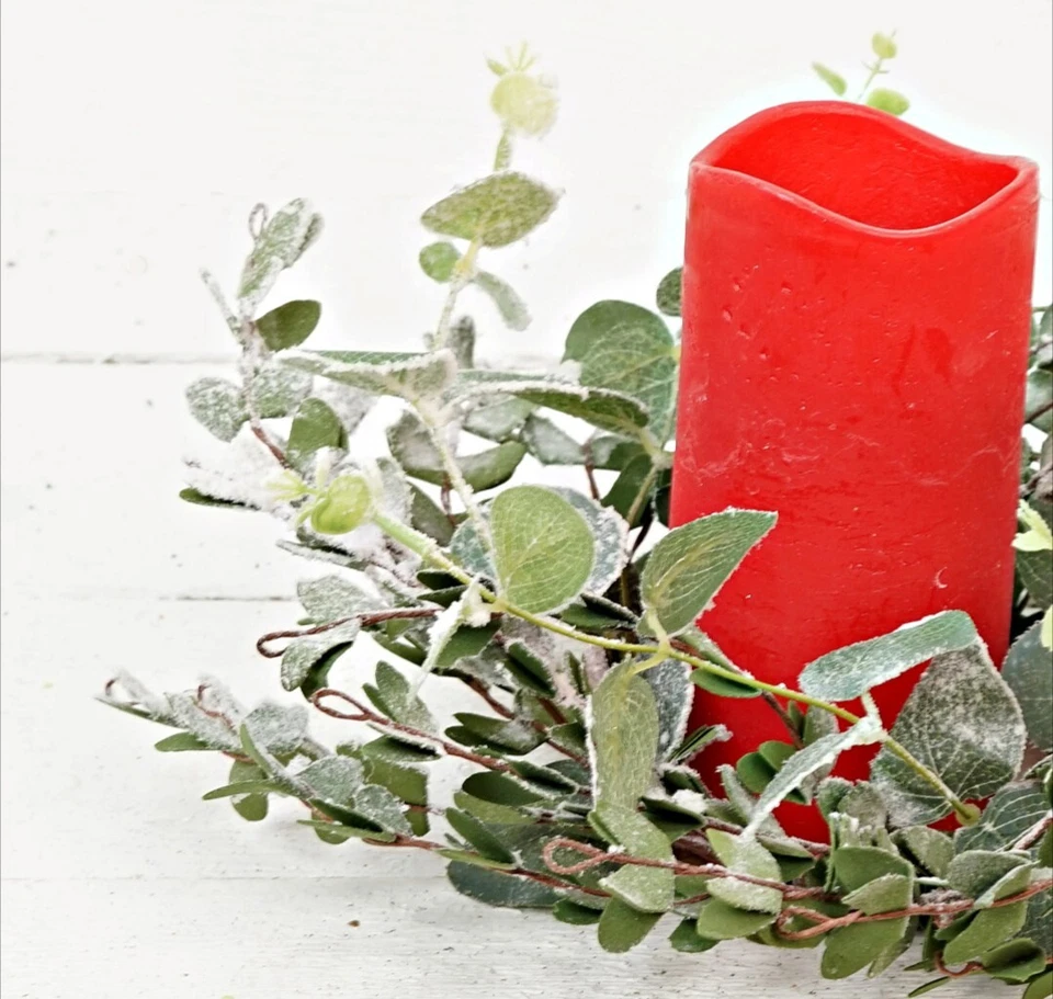 Anillo de vela de eucalipto nevado de 4-1/2" Foto 4 de 4