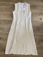 NEW ZARA TEXTURED SLEEVELESS MIDI DRESS LARGE