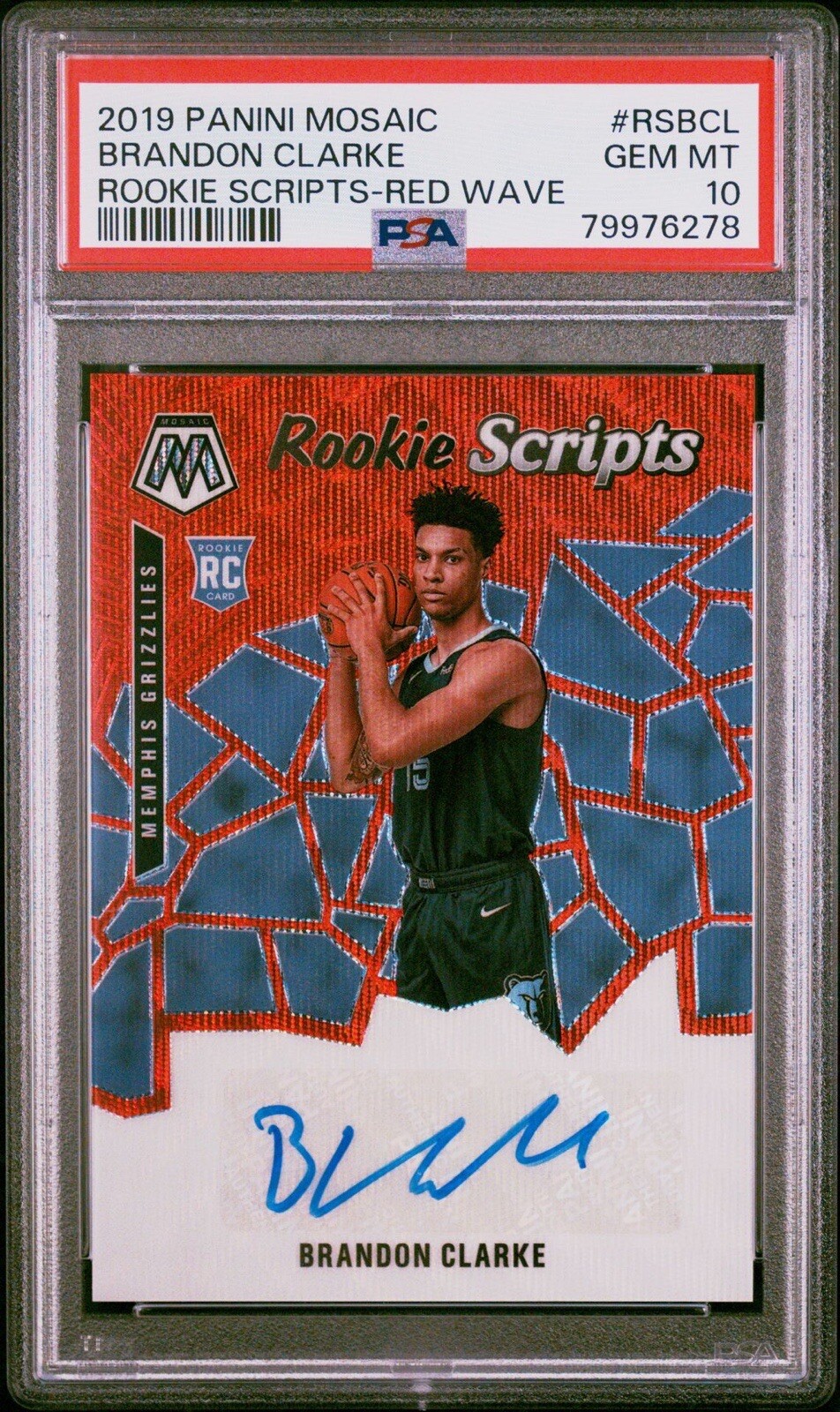 2019 Panini Mosaic #RS-BCL Brandon Clarke Rookie Scripts Red Wave RC Auto PSA 10