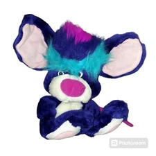 Play By Play Blue Plush Mouse 8" Stuffed Toy Colorful Hair