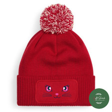 Cat Face Pom Pom Beanie Hat – Cat Face Design - Cute & Stylish Cat Lovers Gift