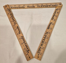 36" Tri-Fold Wooden Yard Stick Ruler "Everybody Needs Tupperware" Made in USA
