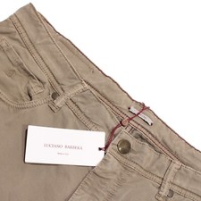 Luciano Barbera NWT 5 Pocket Jean Cut Pants Size 54 (38 US) Solid Beige Cotton