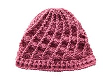Pink Hand Knit Cable Knit Hat Beanie Cap