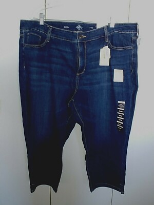 ST. JOHN'S BAY LADIES DENIM CAPRI-MID RISE-NWT-$49-24W-COTTON/POLY/SPANDEX-NICE