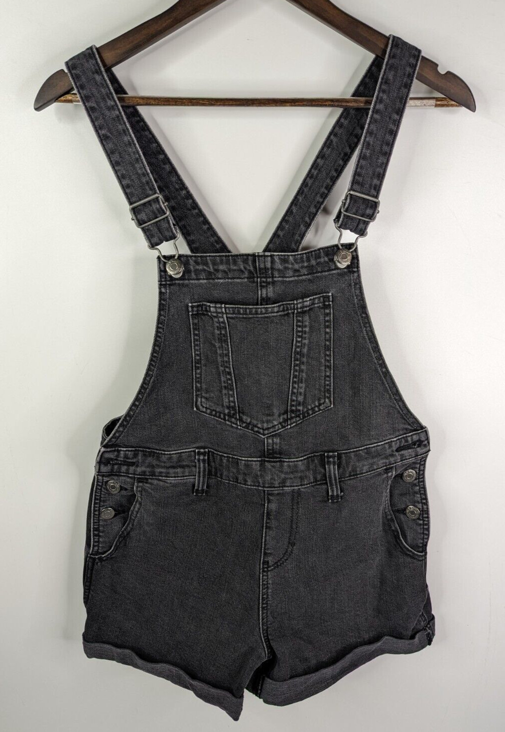 Old Navy Overalls Shorts Women's Small Shortalls Black Cuffed 100